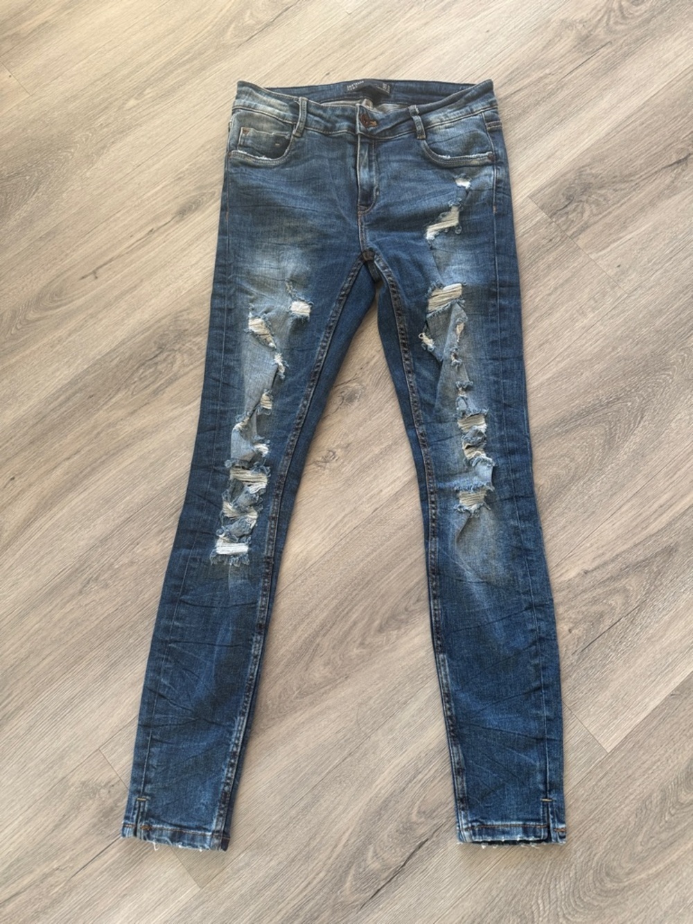 Zara Distressed Skinny Jeans - Dark Blue